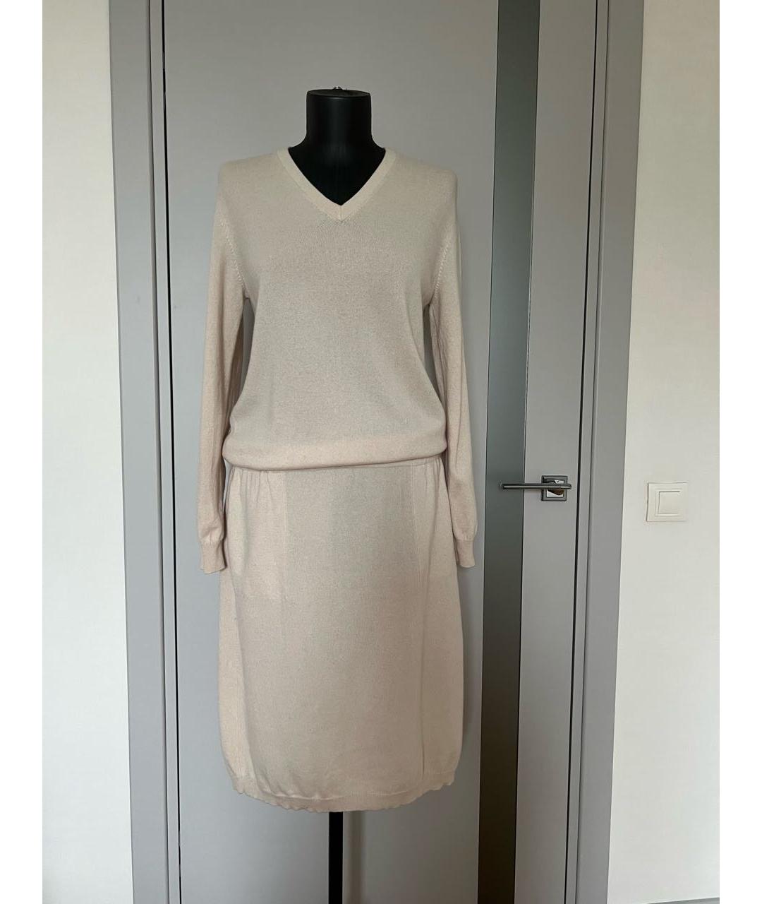 BRUNELLO CUCINELLI Бежевое кашемировое повседневное платье, фото 2