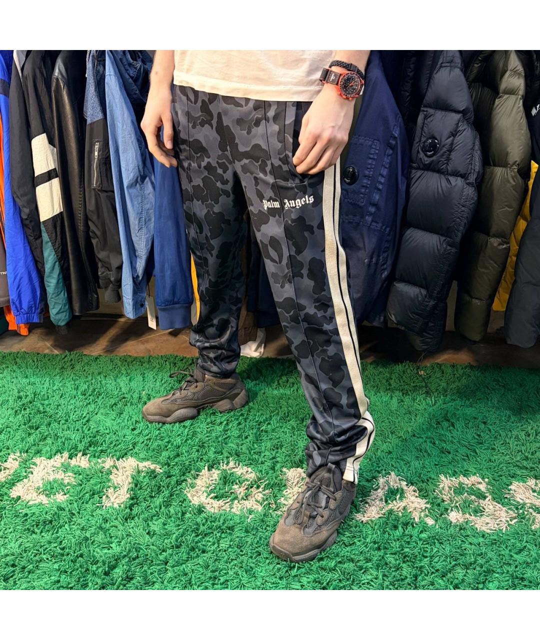 PALM ANGELS Антрацитовые хлопковые повседневные брюки, фото 5