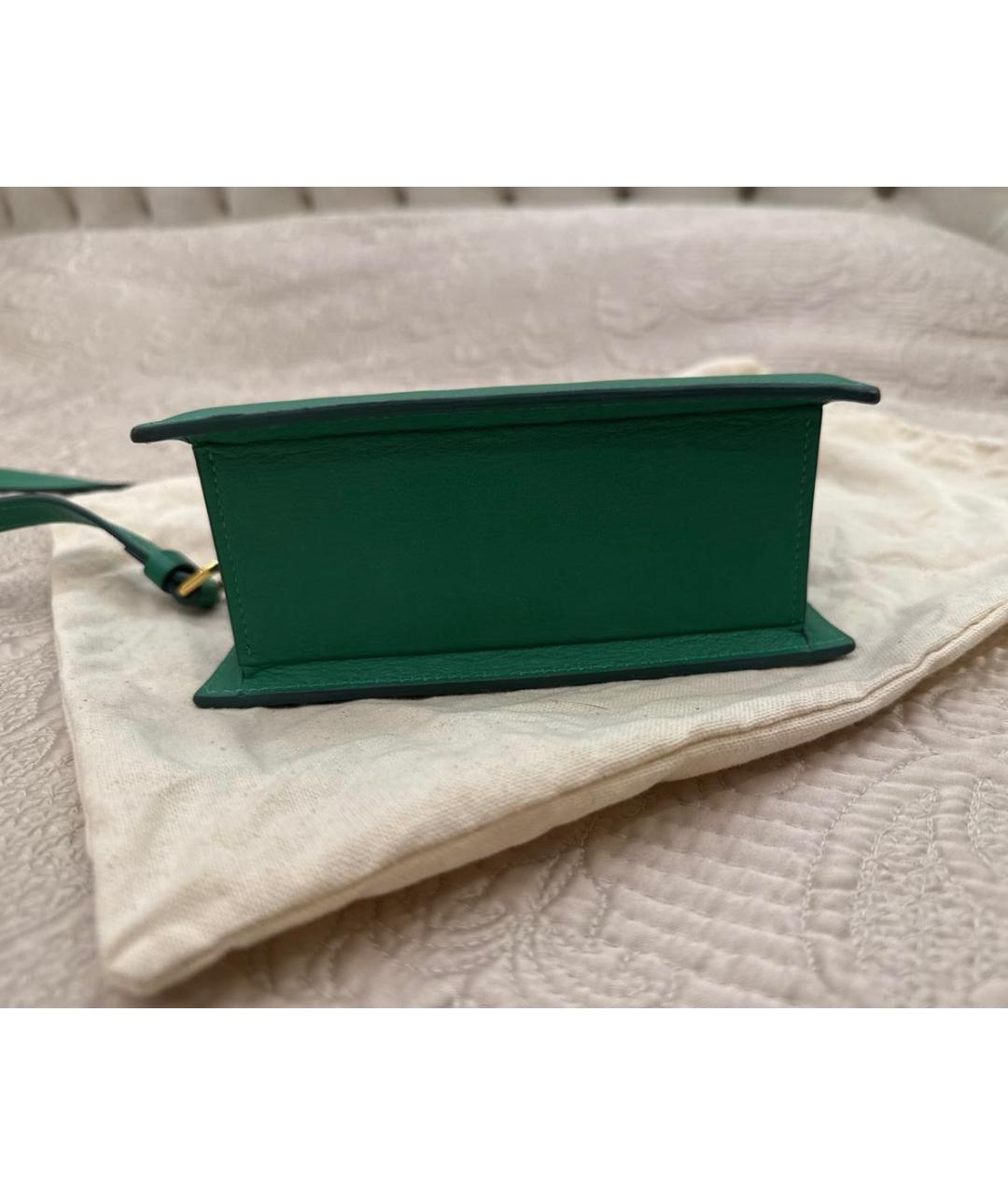 JACQUEMUS Зеленая кожаная сумка с короткими ручками, фото 7