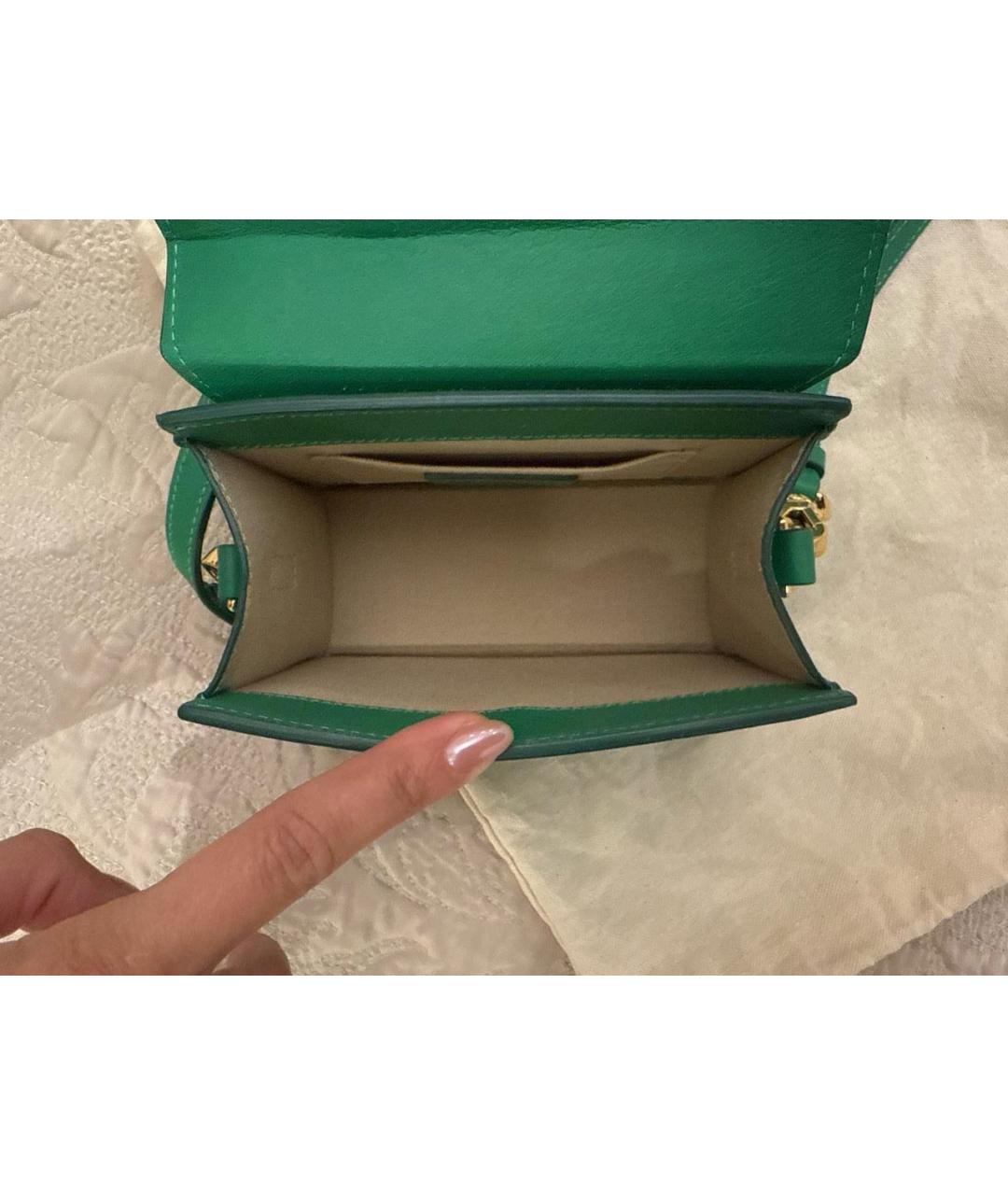 JACQUEMUS Зеленая кожаная сумка с короткими ручками, фото 8