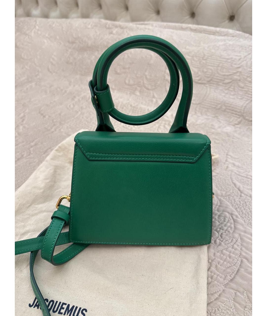 JACQUEMUS Зеленая кожаная сумка с короткими ручками, фото 3