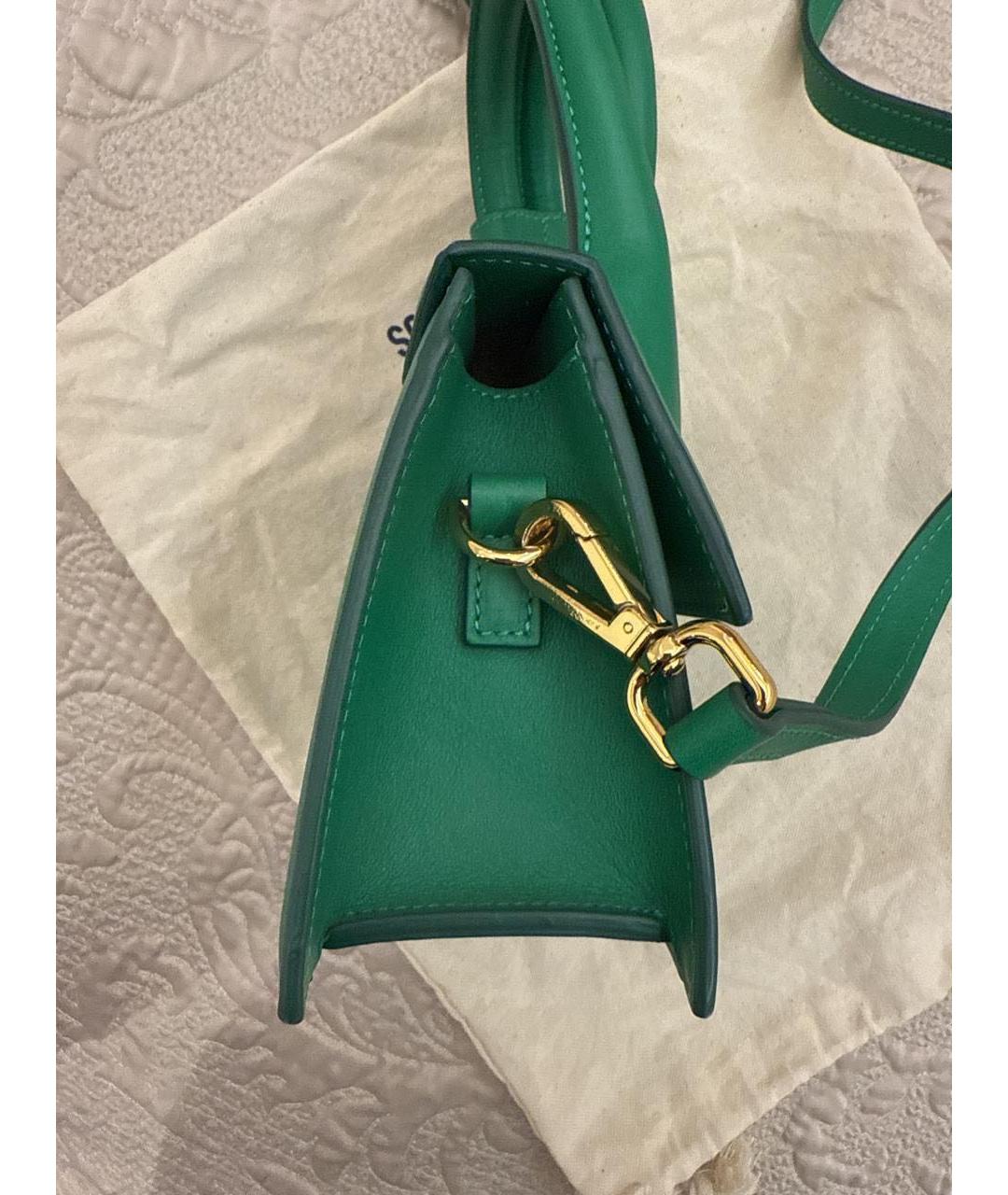 JACQUEMUS Зеленая кожаная сумка с короткими ручками, фото 5