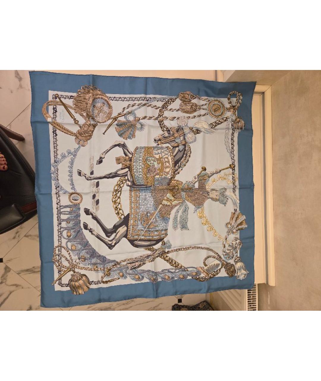 HERMES Мульти шелковый платок, фото 5