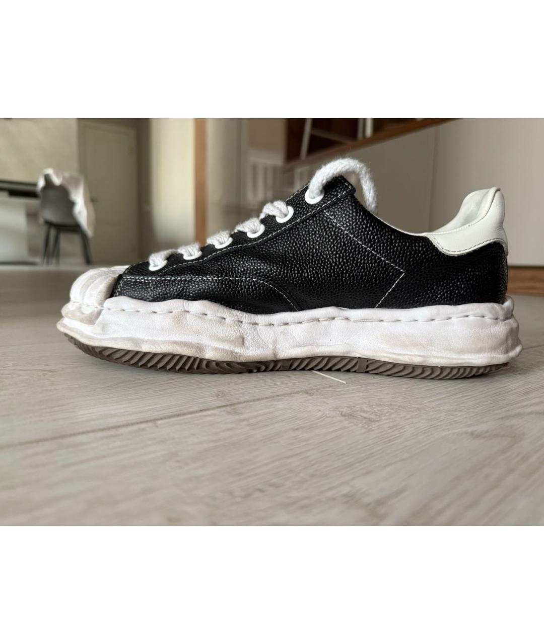 MAISON MIHARA YASUHIRO Черные кожаные низкие кроссовки / кеды, фото 3