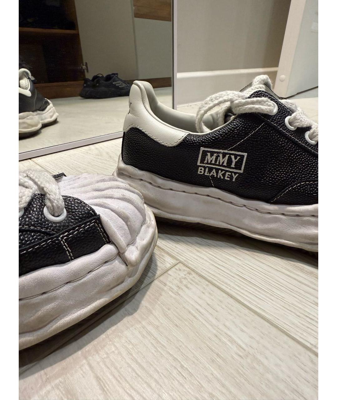 MAISON MIHARA YASUHIRO Черные кожаные низкие кроссовки / кеды, фото 6