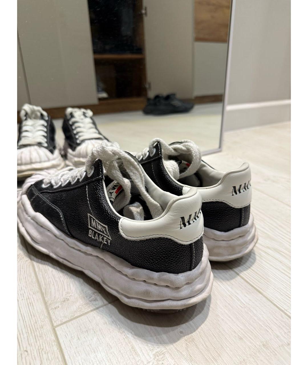 MAISON MIHARA YASUHIRO Черные кожаные низкие кроссовки / кеды, фото 4