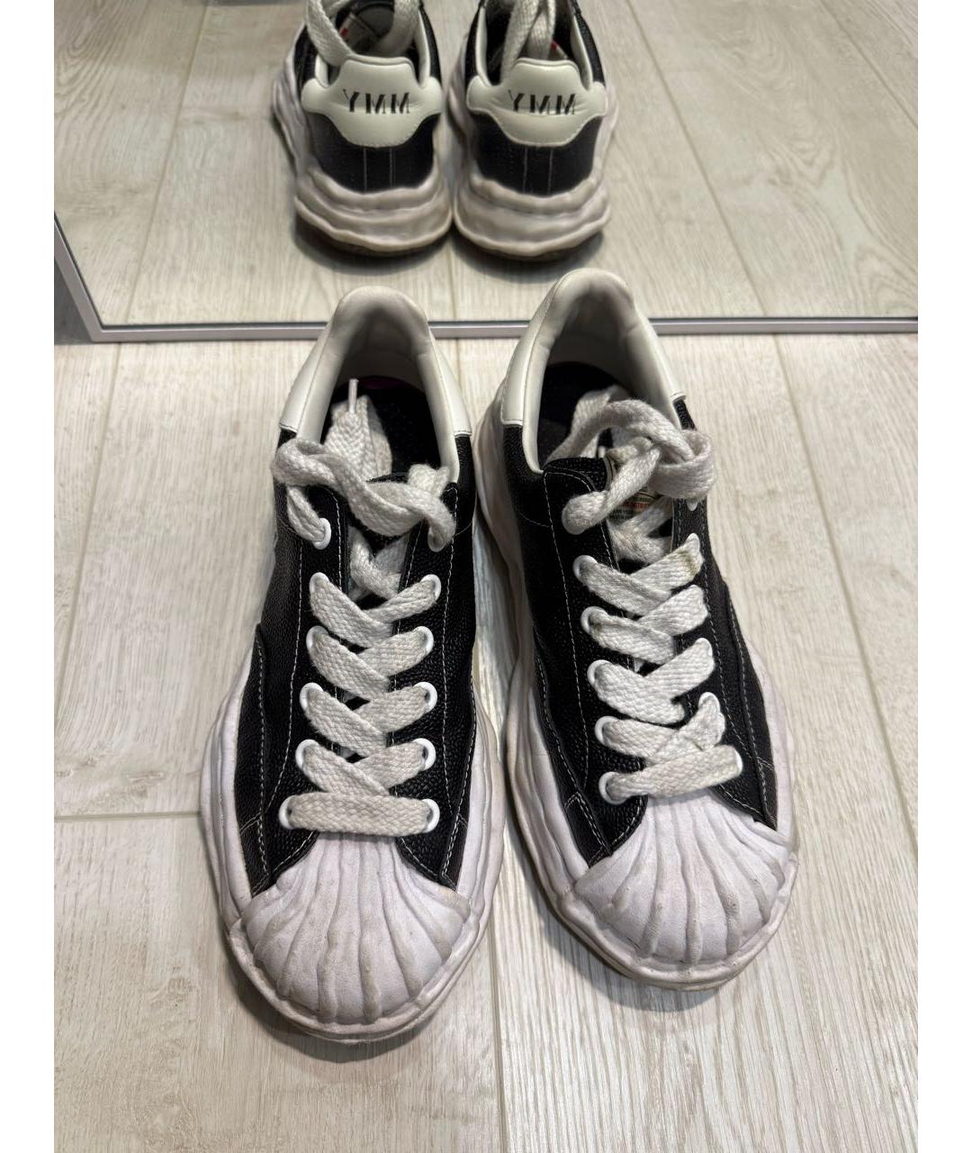 MAISON MIHARA YASUHIRO Черные кожаные низкие кроссовки / кеды, фото 7