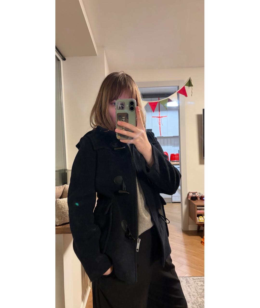 BURBERRY Черное шерстяное пальто, фото 6