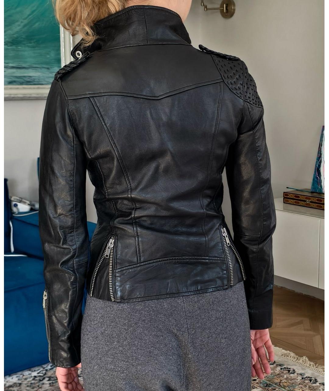 MAJE Черная кожаная куртка, фото 2