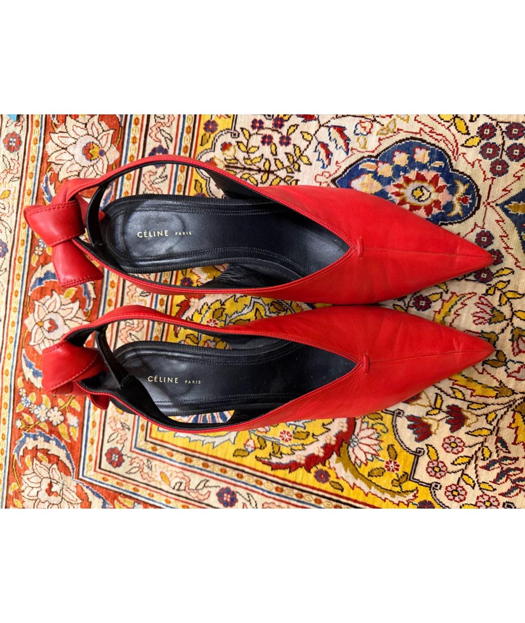 CELINE Красные кожаные туфли, фото 5