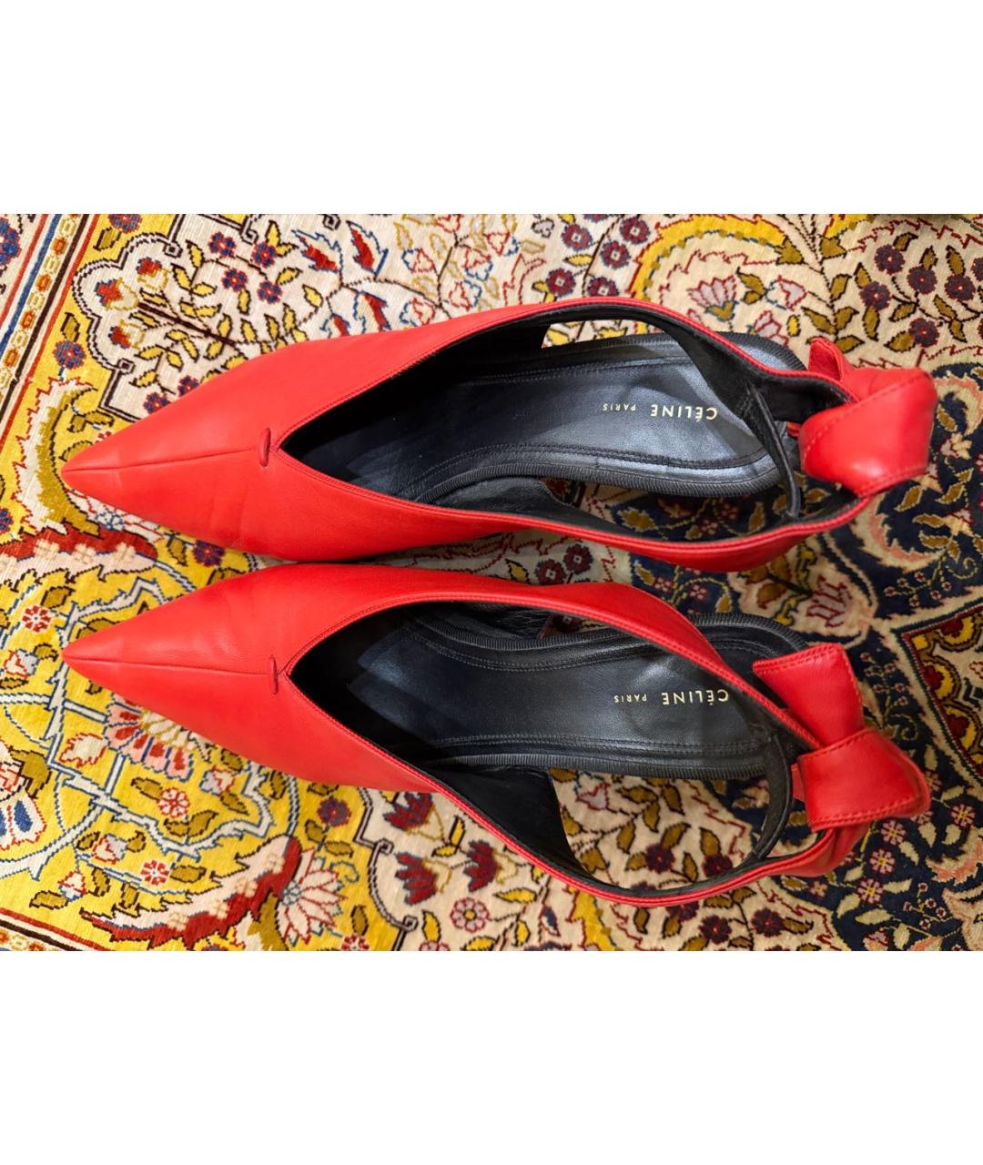 CELINE Красные кожаные туфли, фото 2