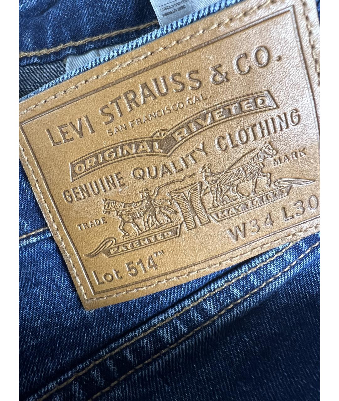 LEVI'S Синие хлопковые прямые джинсы, фото 4