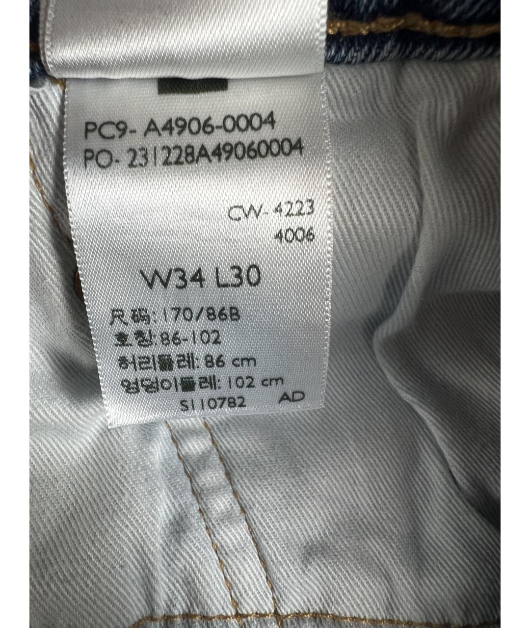 LEVI'S Синие хлопковые прямые джинсы, фото 6