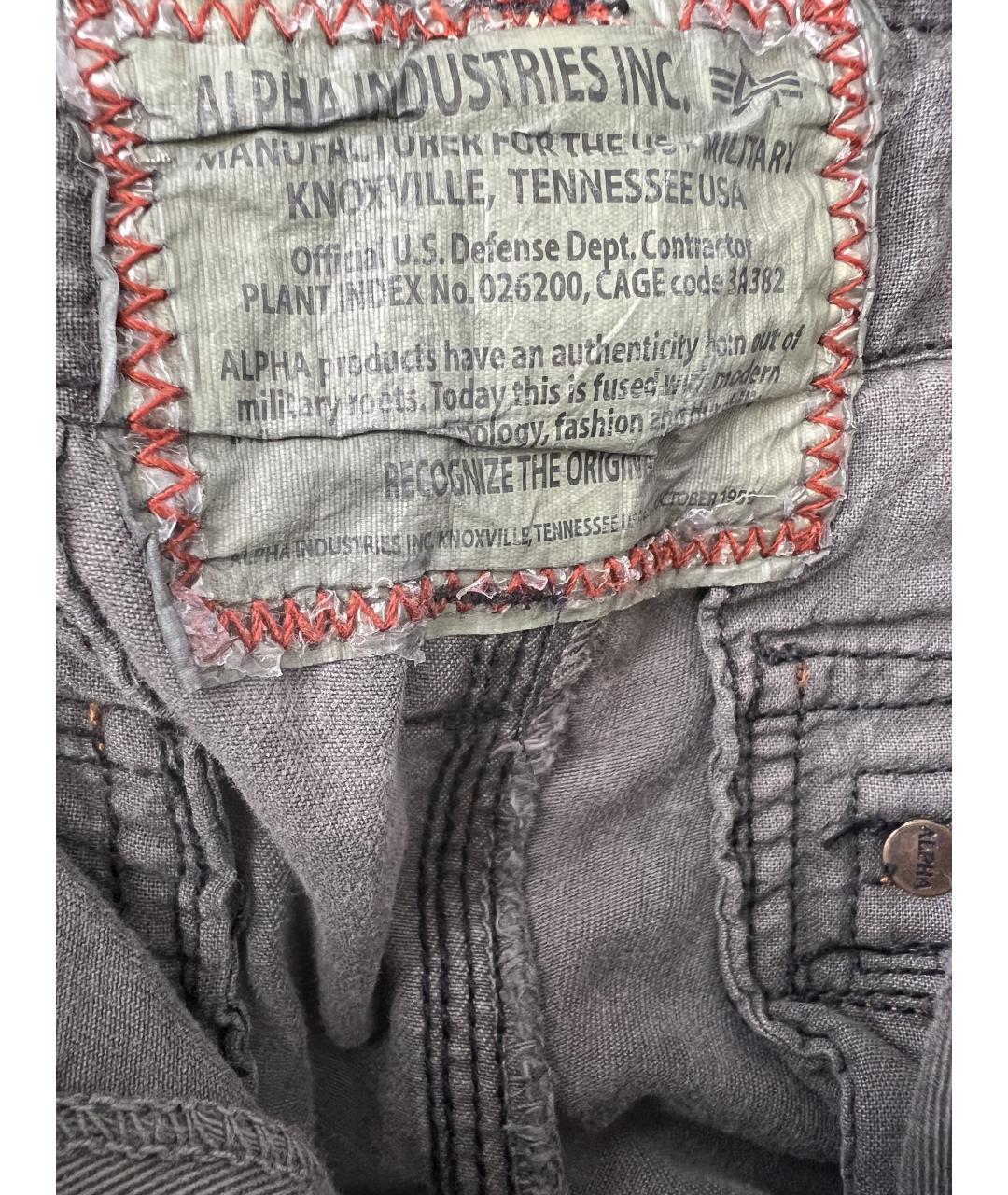 ALPHA INDUSTRIES Серые хлопковые повседневные брюки, фото 5