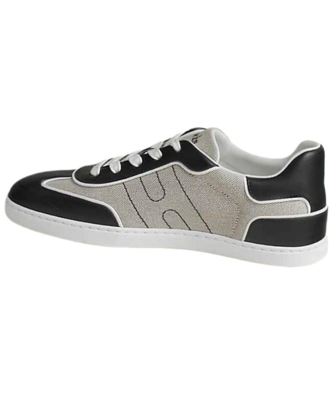 HERMES Черные кожаные кроссовки, фото 4