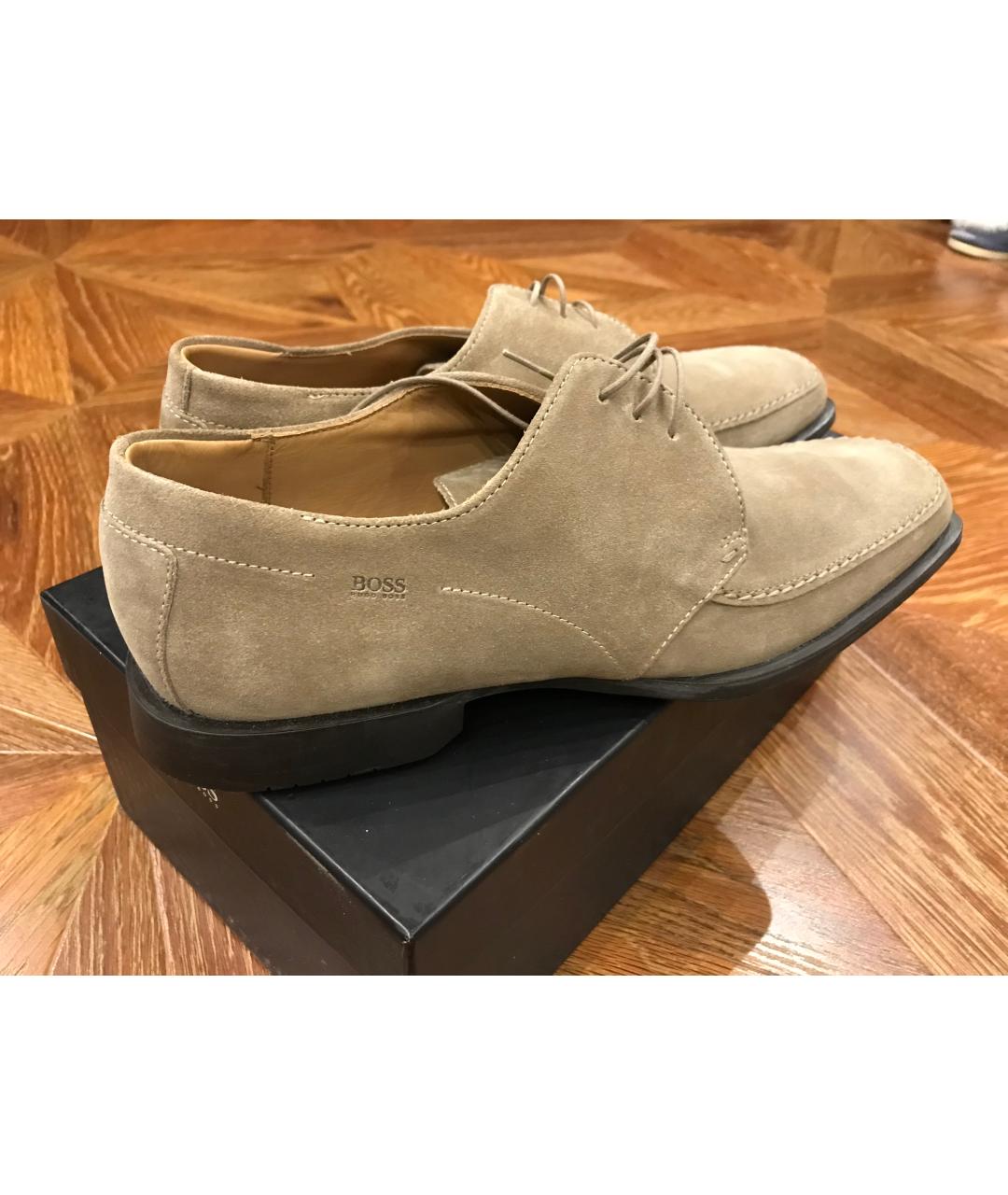 HUGO BOSS Бежевые замшевые низкие ботинки, фото 3