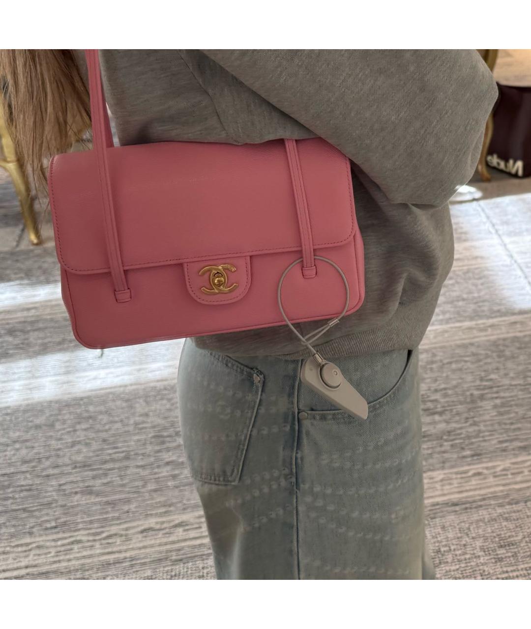 CHANEL Розовая кожаная сумка через плечо, фото 3