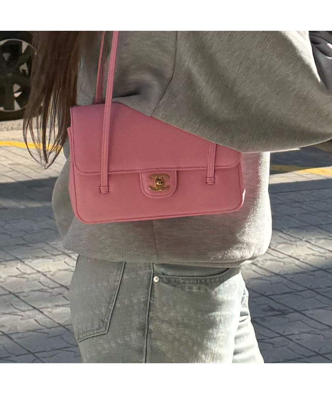 CHANEL Розовая кожаная сумка через плечо, фото 4