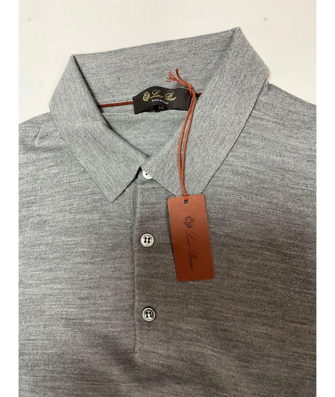 LORO PIANA Серое поло с коротким рукавом, фото 3
