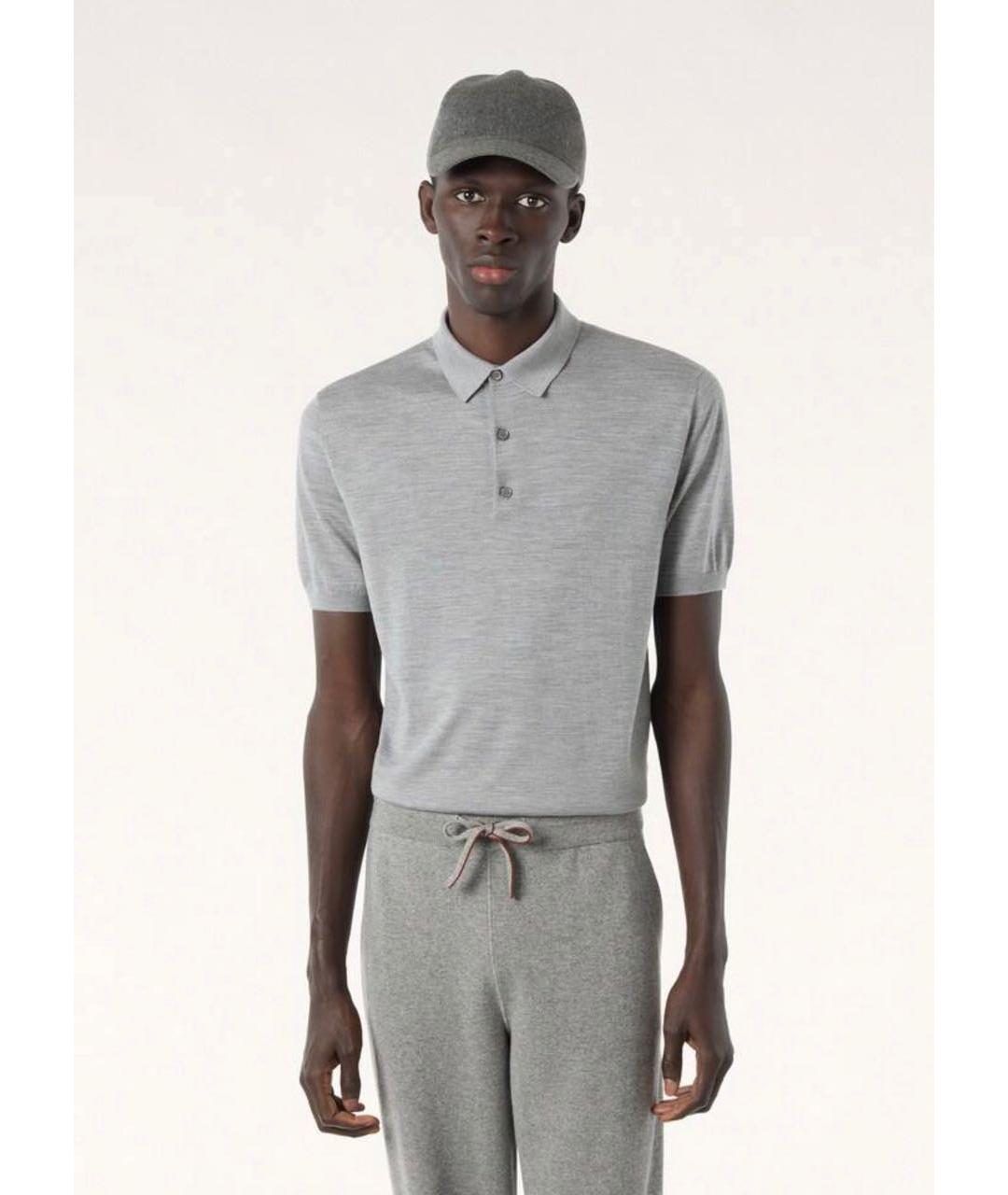 LORO PIANA Серое поло с коротким рукавом, фото 5