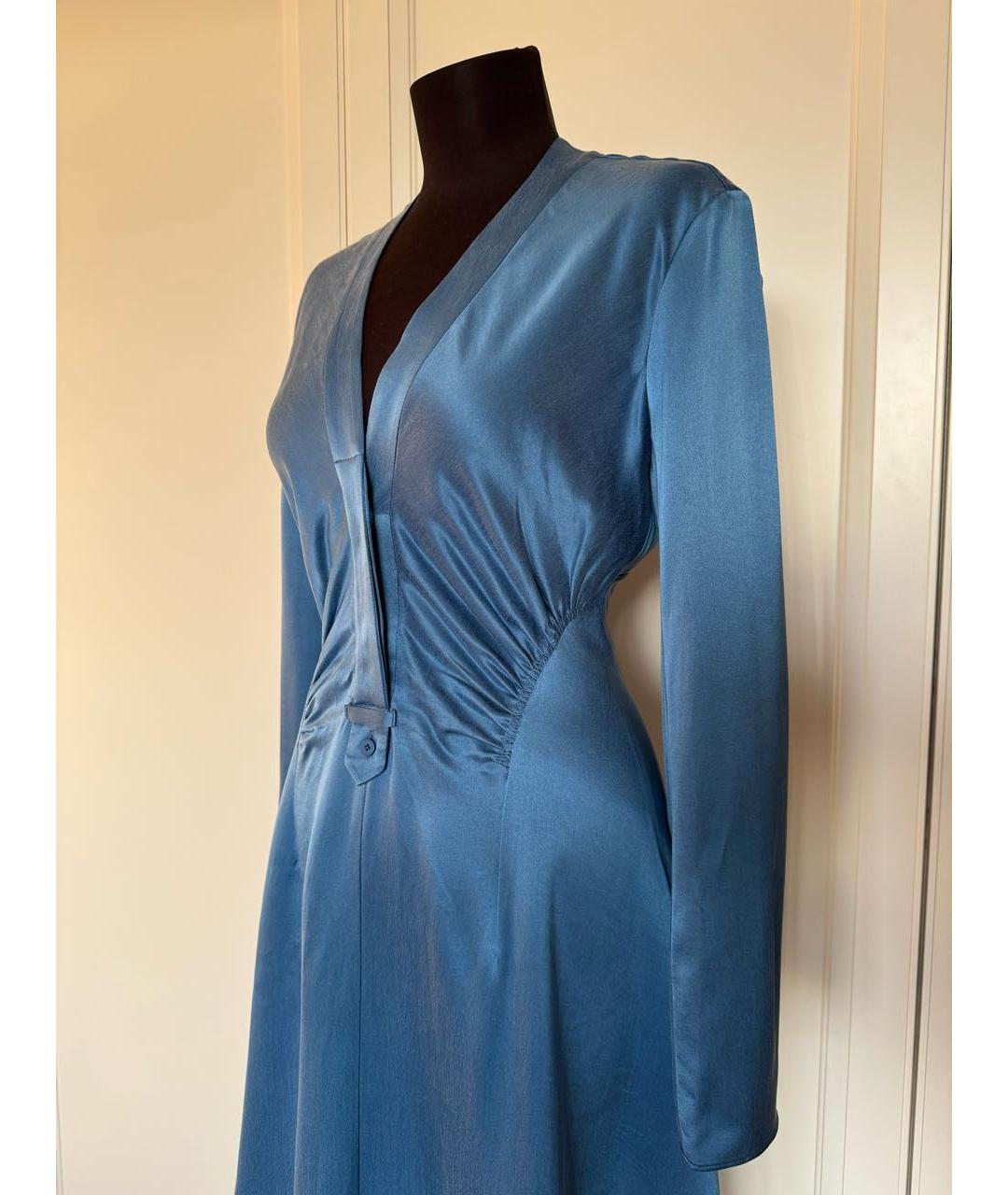 SPORTMAX Голубое шелковое коктейльное платье, фото 4