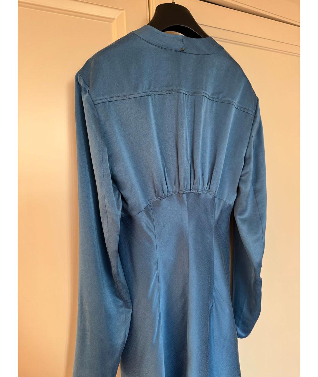 SPORTMAX Голубое шелковое коктейльное платье, фото 5