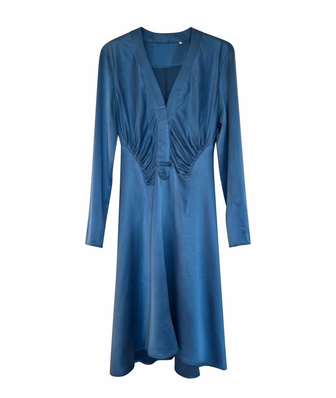 SPORTMAX Голубое шелковое коктейльное платье, фото 1