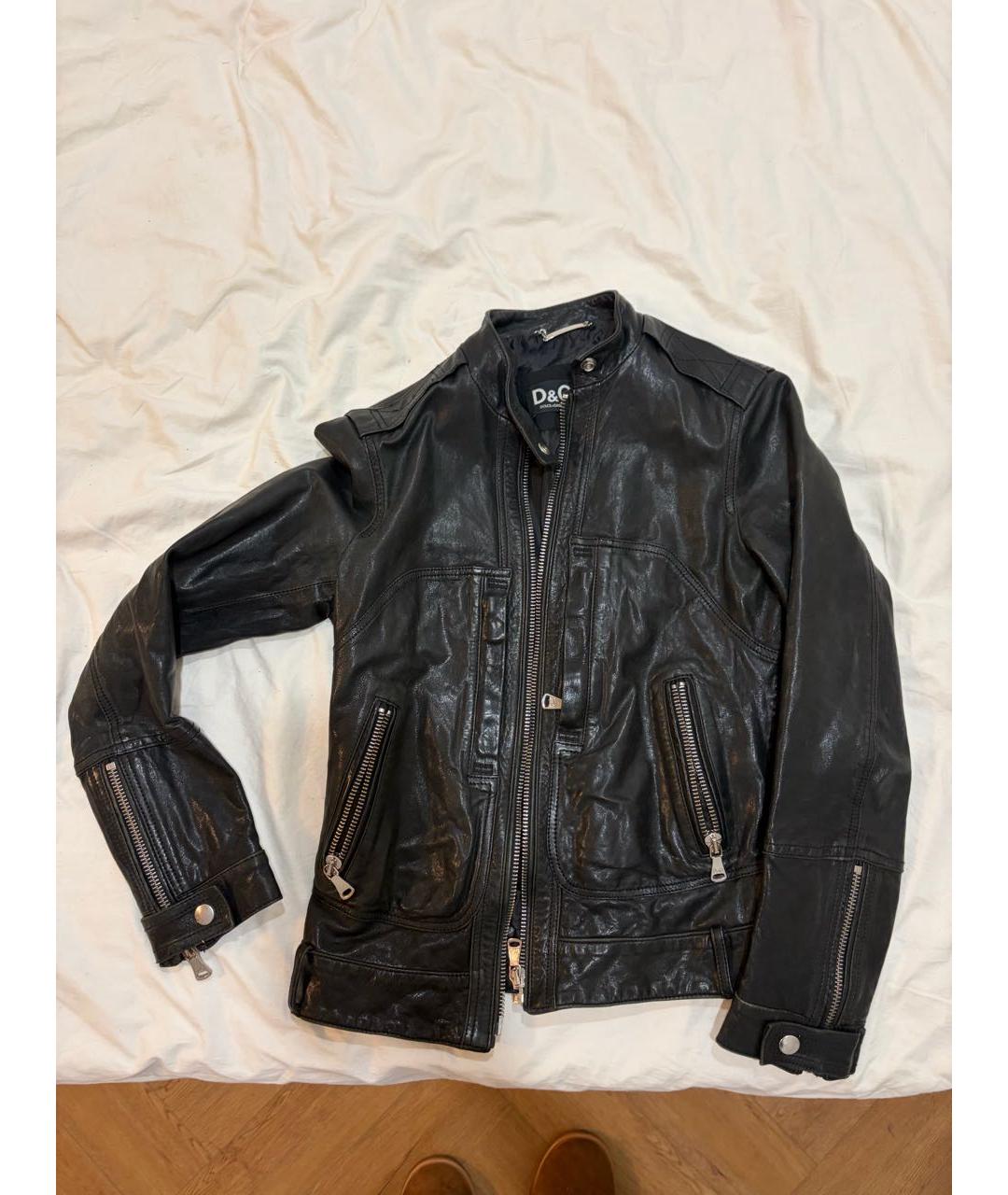 DOLCE&GABBANA Черная кожаная куртка, фото 7