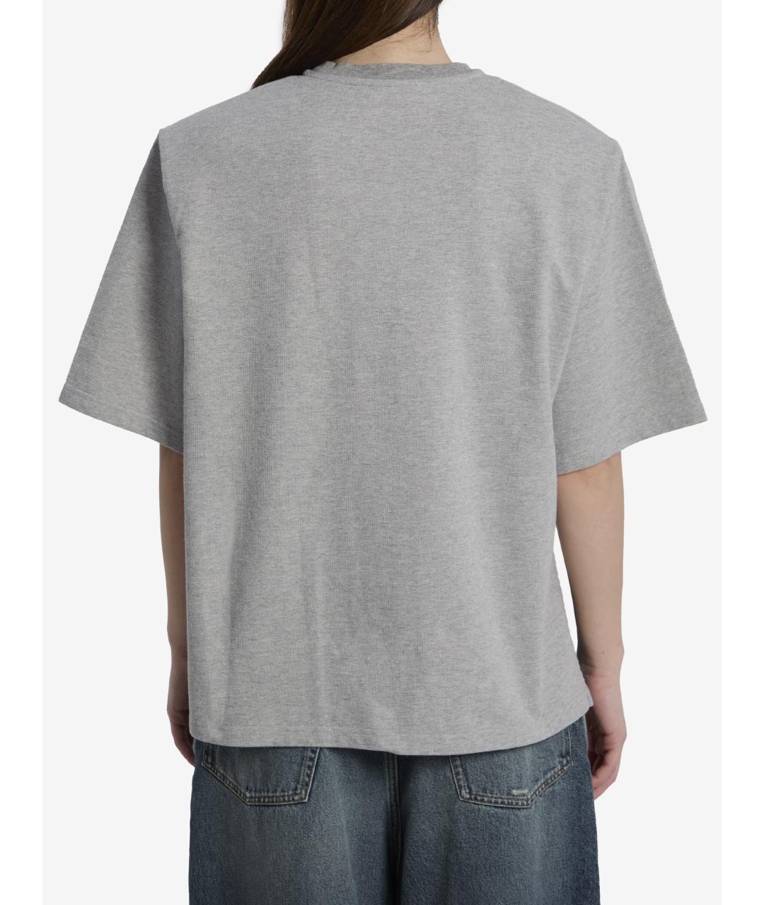 THE FRANKIE SHOP Серая хлопковая футболка, фото 2