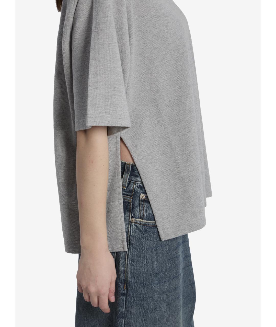 THE FRANKIE SHOP Серая хлопковая футболка, фото 3