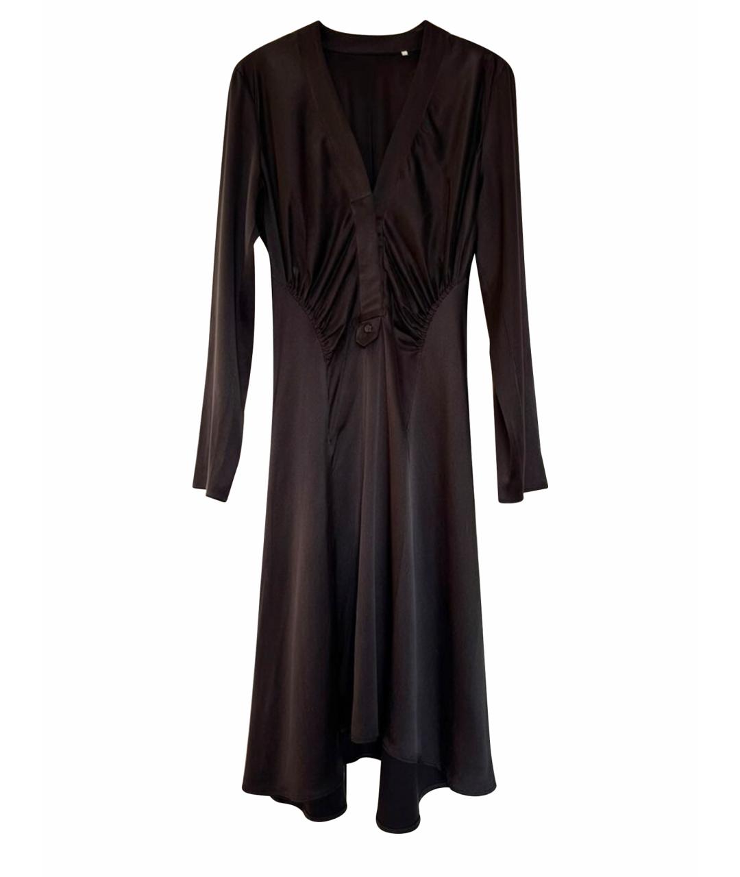 SPORTMAX Черное шелковое коктейльное платье, фото 1