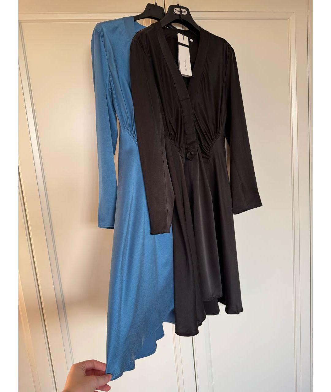 SPORTMAX Черное шелковое коктейльное платье, фото 8