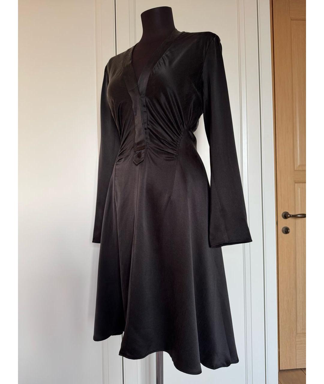 SPORTMAX Черное шелковое коктейльное платье, фото 2