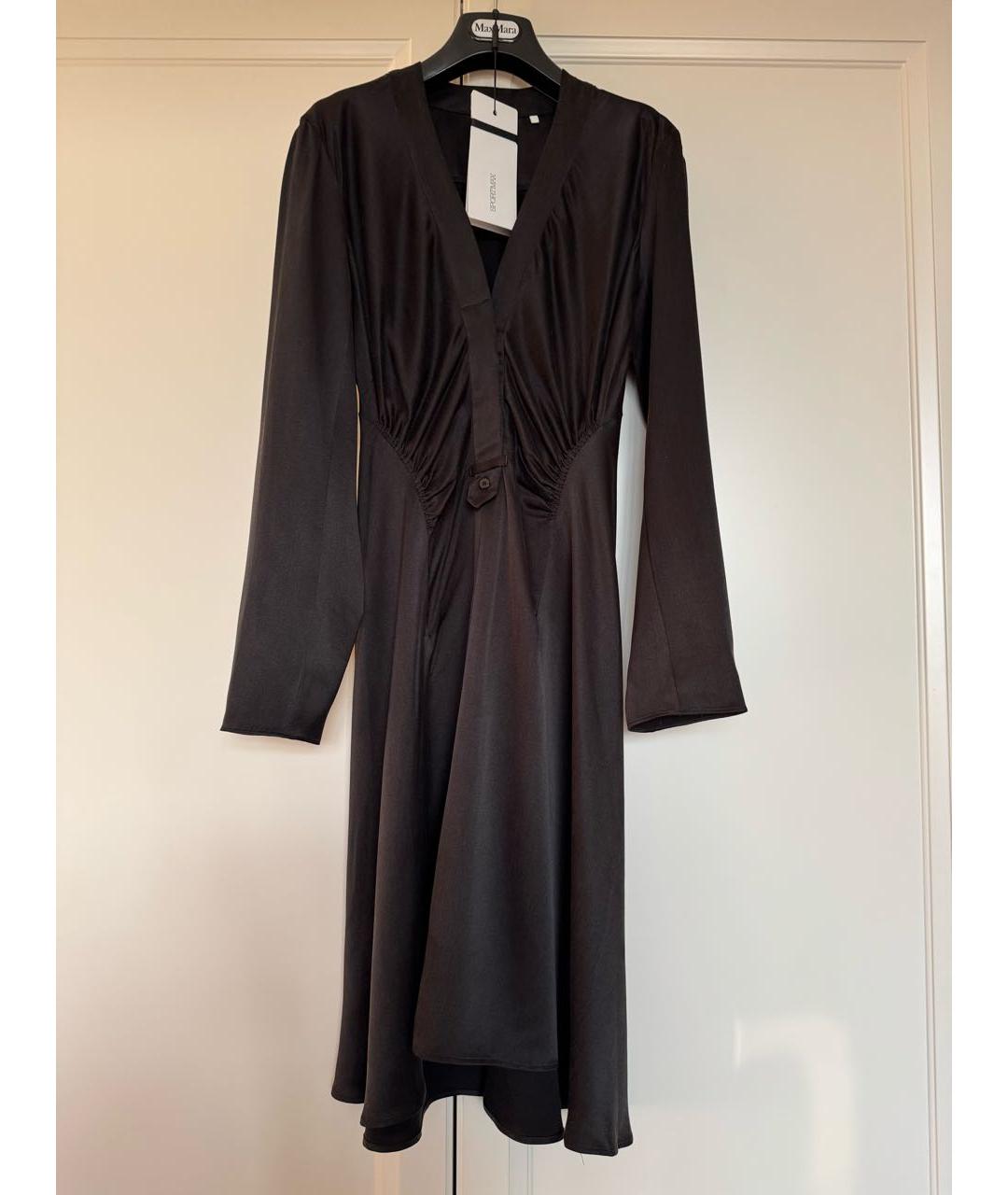 SPORTMAX Черное шелковое коктейльное платье, фото 9