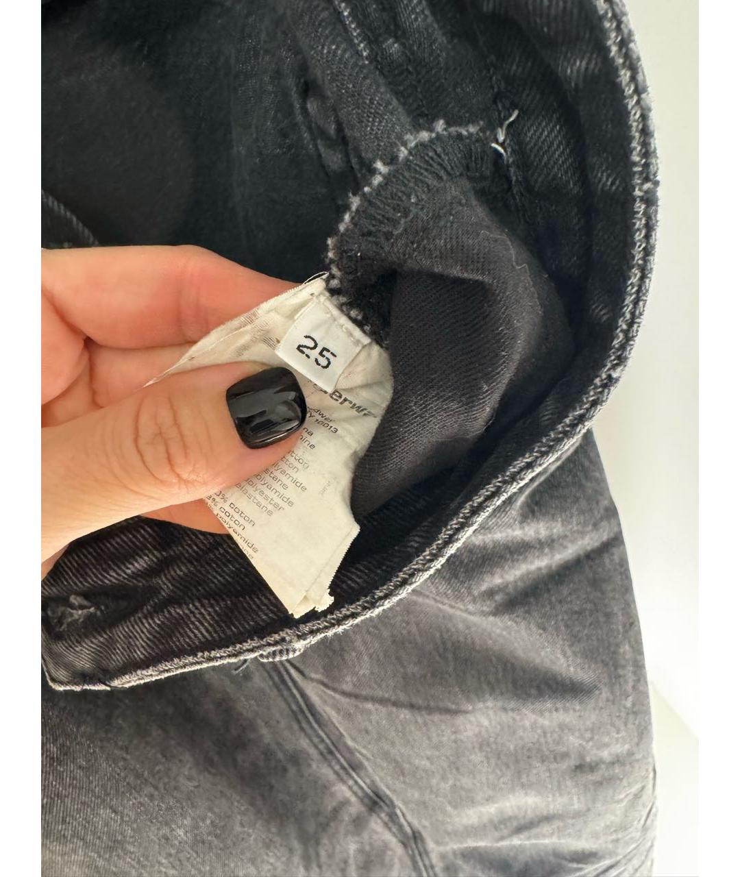 ALEXANDER WANG Серые хлопковые прямые джинсы, фото 4