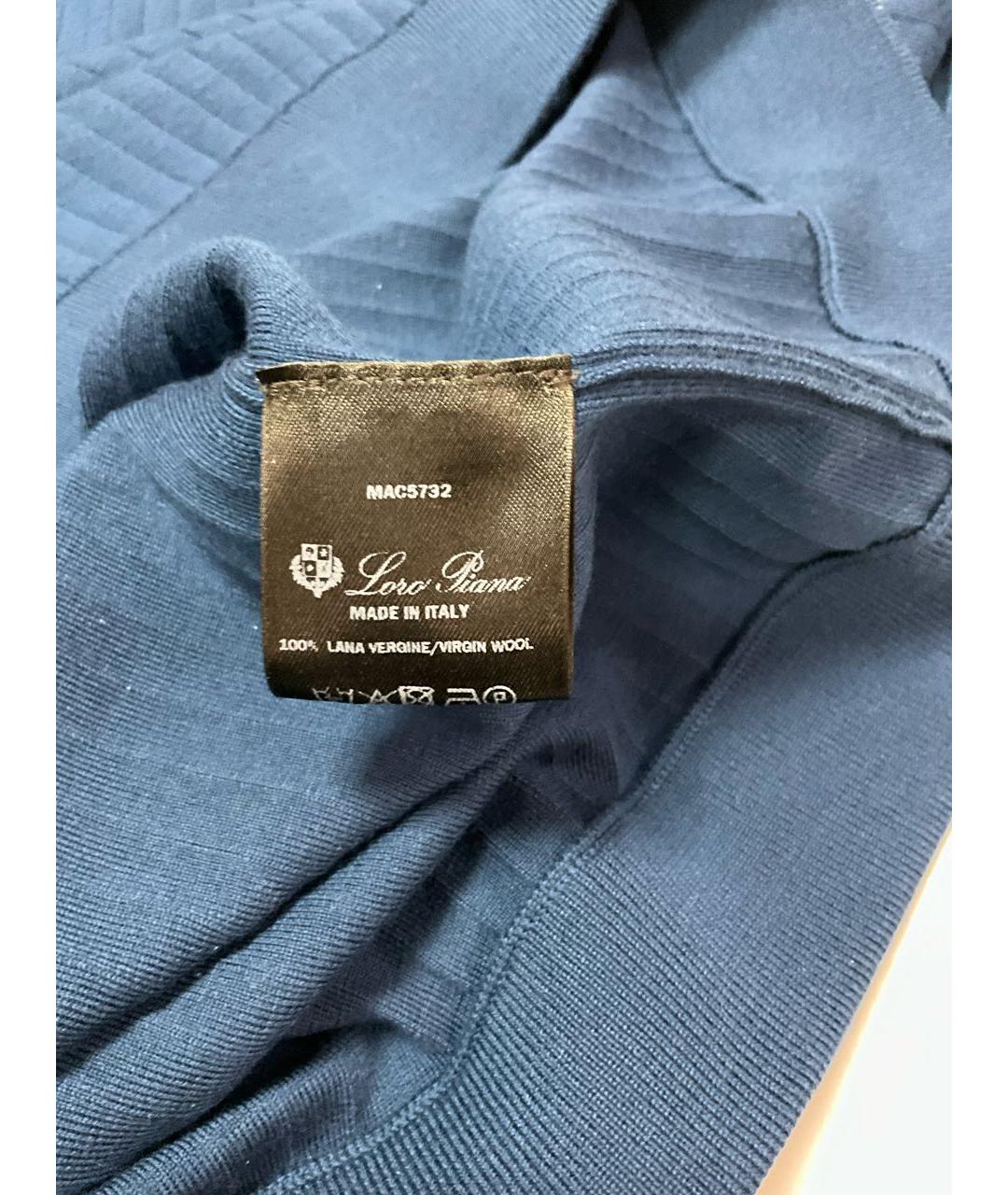 LORO PIANA Синее поло с коротким рукавом, фото 5