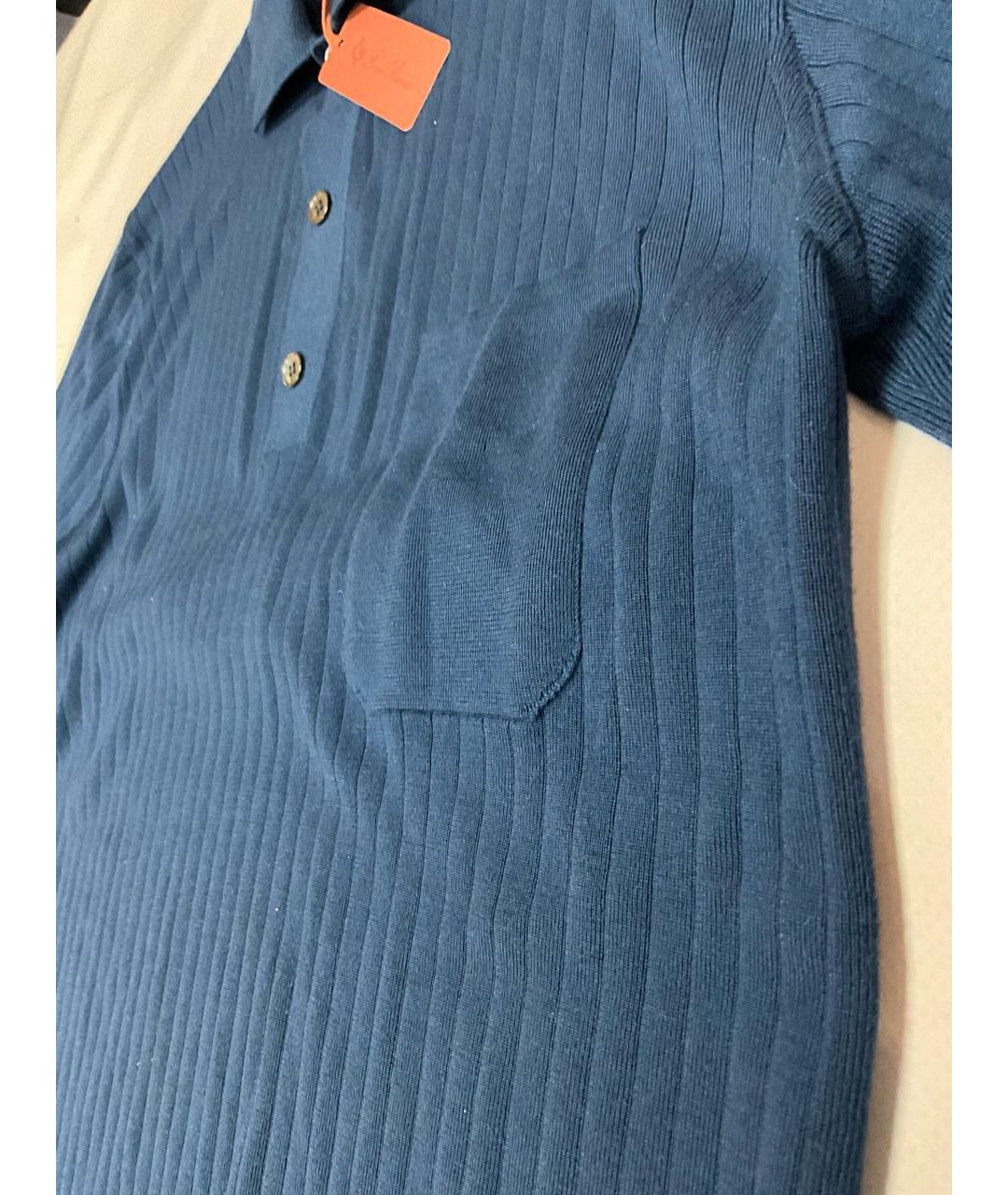 LORO PIANA Синее поло с коротким рукавом, фото 4