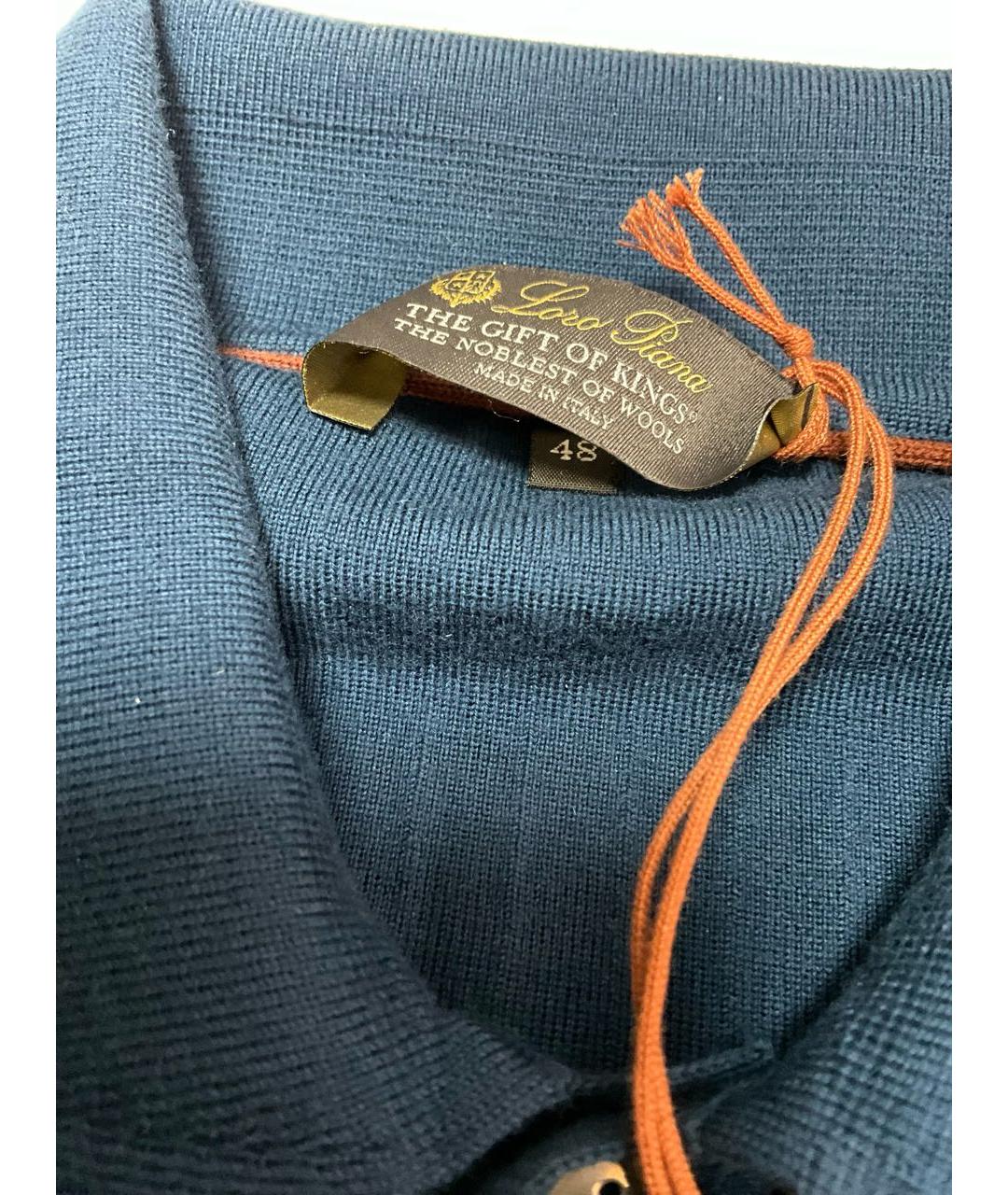 LORO PIANA Синее поло с коротким рукавом, фото 3