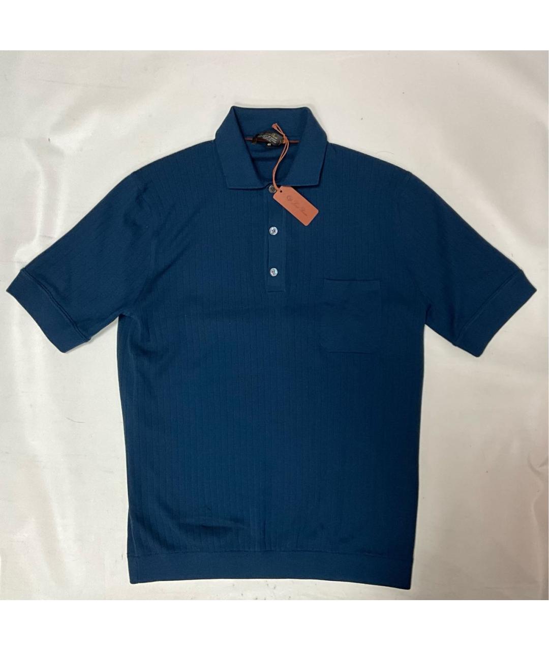 LORO PIANA Синее поло с коротким рукавом, фото 7