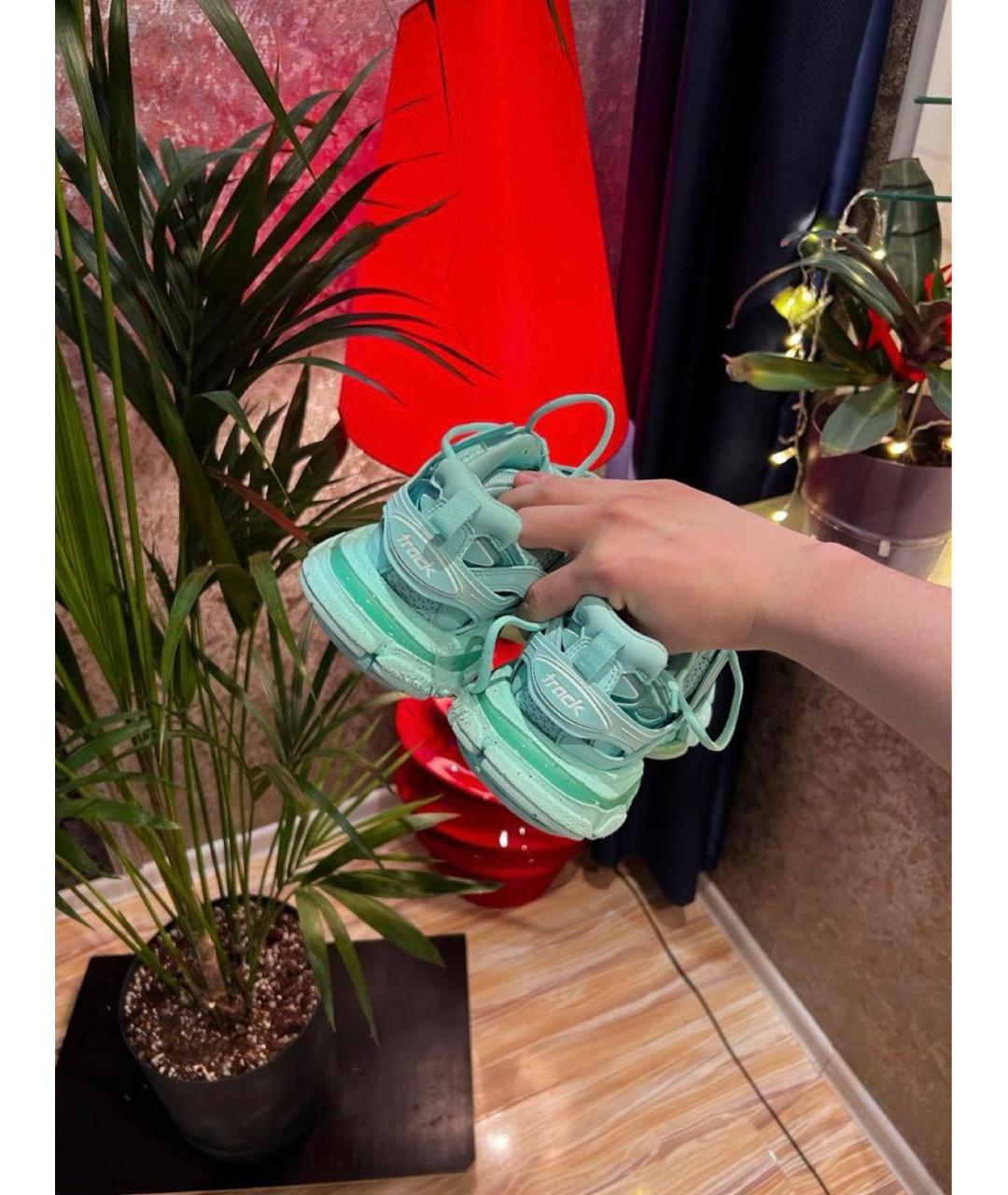 BALENCIAGA Бирюзовые резиновые кроссовки, фото 4