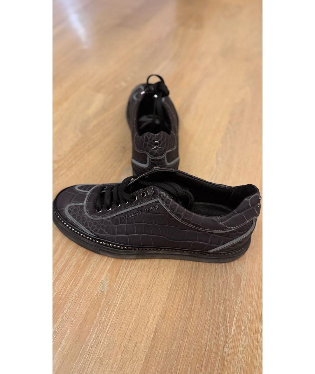 PHILIPP PLEIN Серые кожаные низкие кроссовки / кеды, фото 5