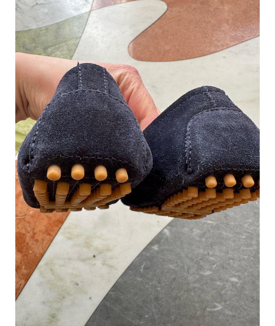 GUCCI Темно-синие замшевые лоферы/мокасины, фото 4