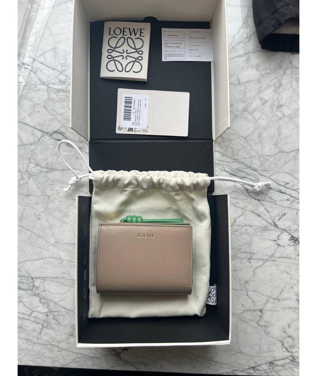 LOEWE Бежевый кожаный кардхолдер, фото 2