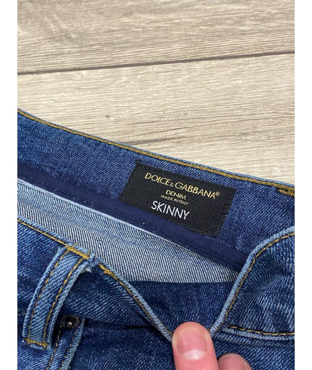 DOLCE&GABBANA Темно-синие хлопко-эластановые джинсы скинни, фото 5