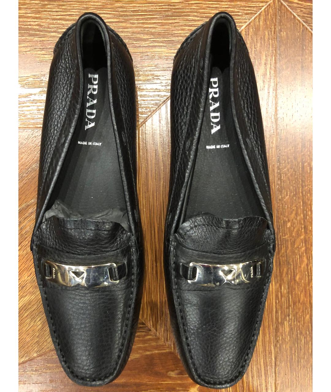 PRADA Черные кожаные мокасины, фото 3