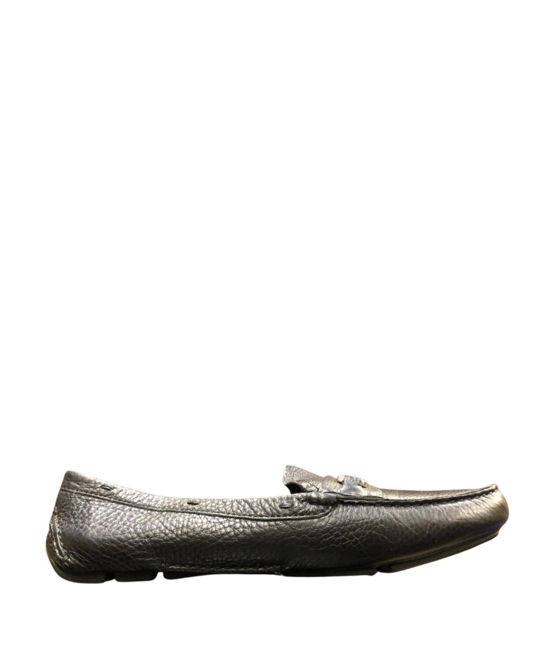 PRADA Черные кожаные мокасины, фото 1