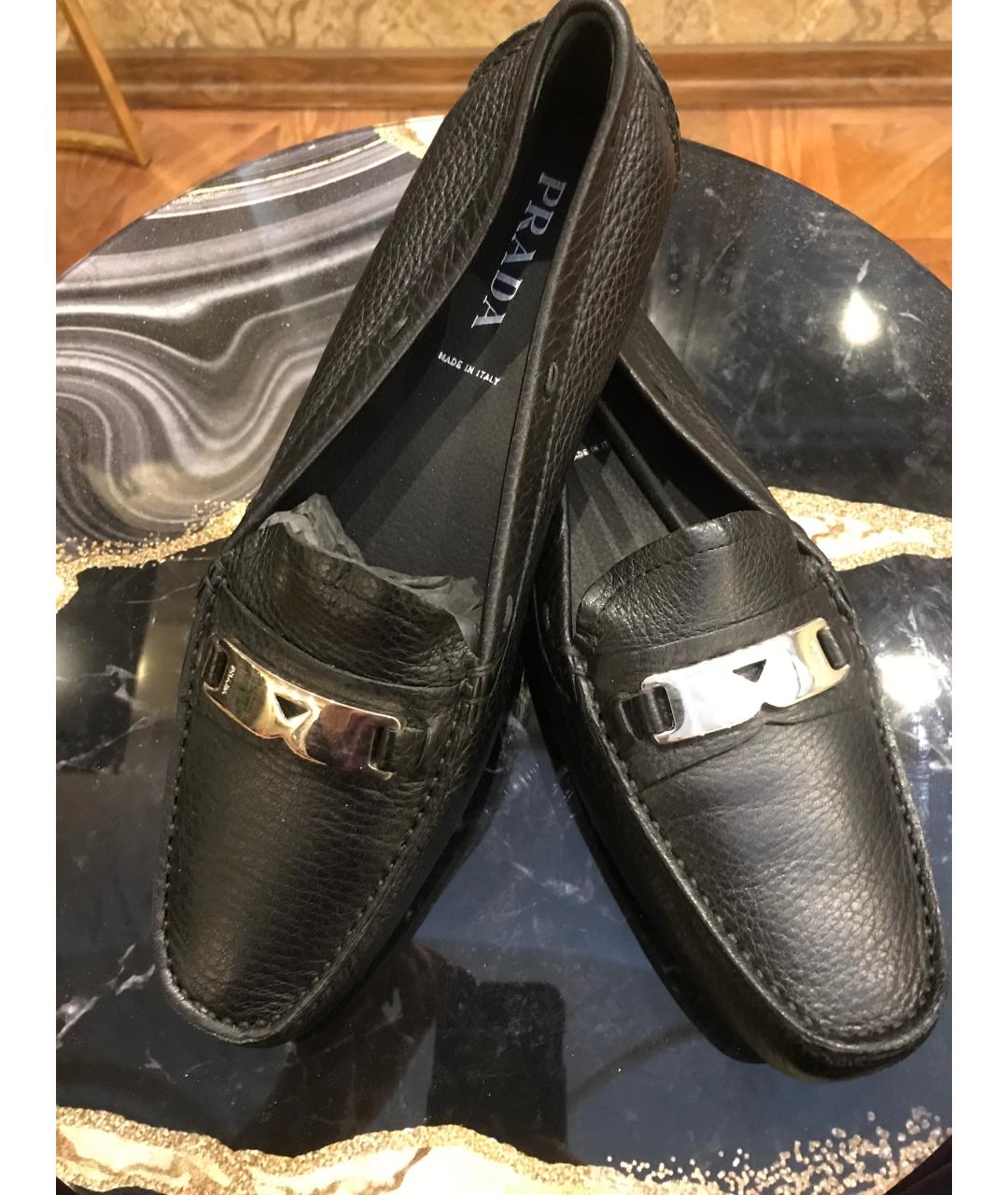 PRADA Черные кожаные мокасины, фото 2