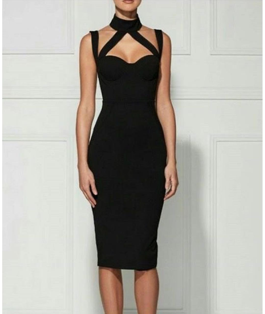 HERVE LEGER Черное вискозное коктейльное платье, фото 4