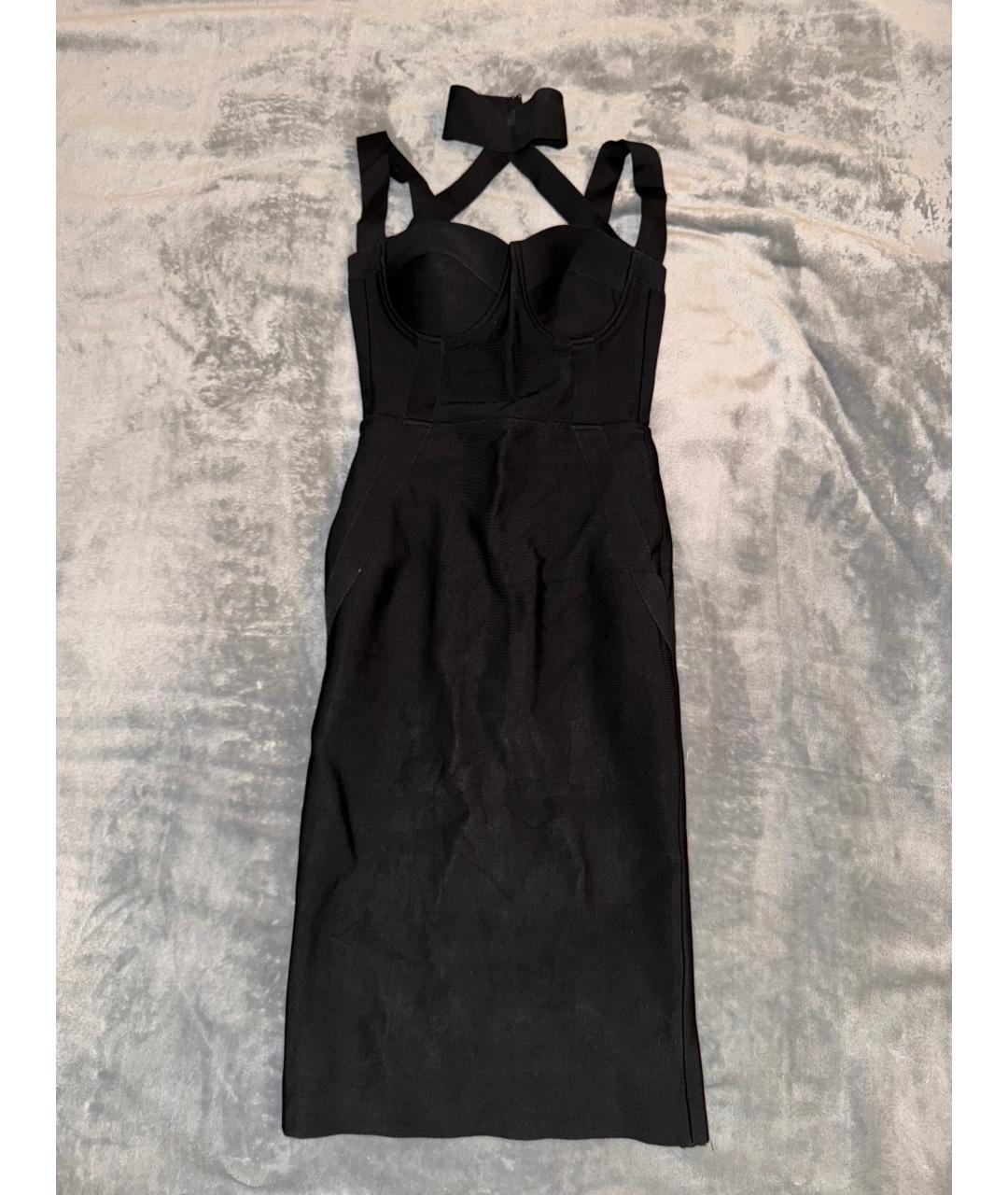 HERVE LEGER Черное вискозное коктейльное платье, фото 2