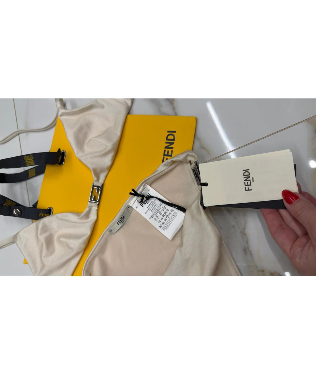 FENDI Бежевый полиамидовый купальник, фото 5